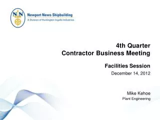 4th Quarter Contractor Business Meeting