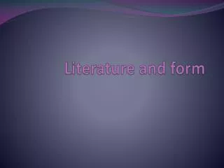 Literature and form