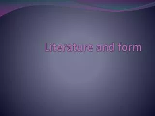 literature and form