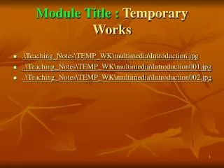 Module Title : Temporary Works