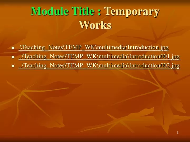 module title temporary works