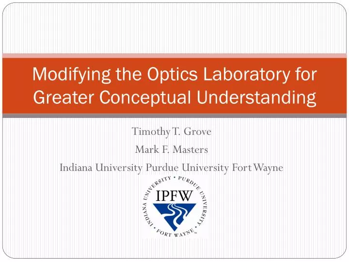 modifying the optics laboratory for greater conceptual understanding