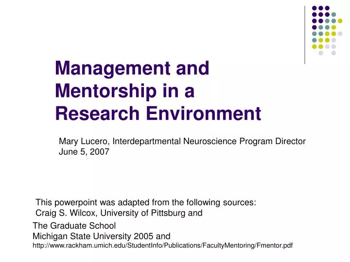 management and mentorship in a research environment