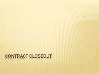 Contract CloseOut