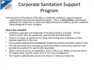 Corporate Sanitation Support Program