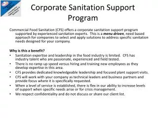 corporate sanitation support program