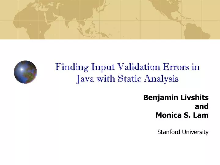 finding input validation errors in java with static analysis