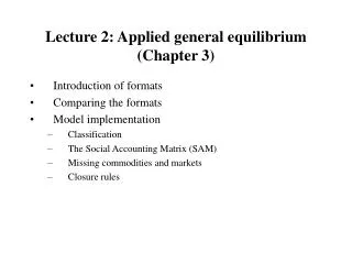 Lecture 2: Applied general equilibrium (Chapter 3)