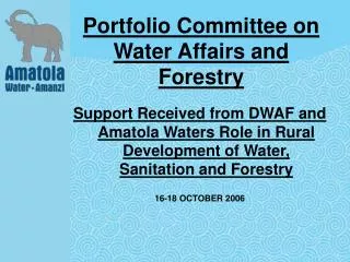 Portfolio Committee on Water Affairs and Forestry