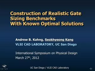 construction of realistic gate sizing benchmarks with known optimal solutions