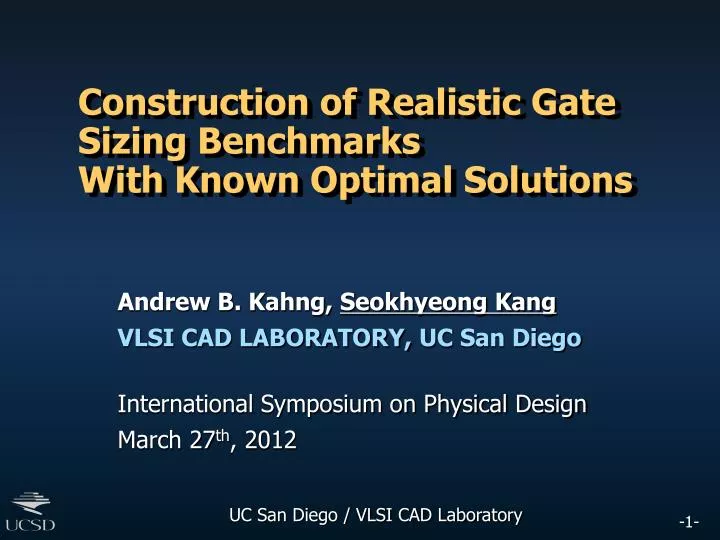construction of realistic gate sizing benchmarks with known optimal solutions