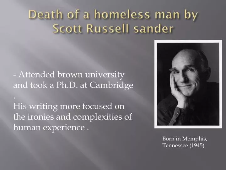 death of a homeless man by scott russell sander