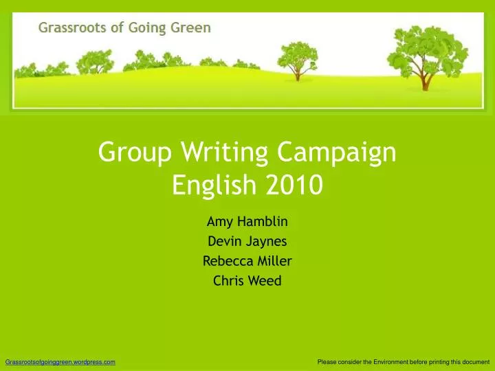 group writing campaign english 2010