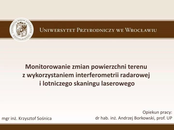 Ppt Opiekun Pracy Dr Hab Inż Andrzej Borkowski Prof Up Powerpoint Presentation Id3128207 7523