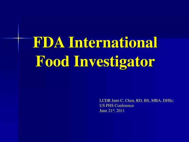 fda international food investigator