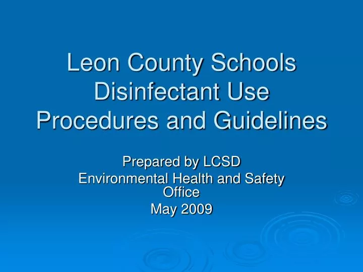 leon county schools disinfectant use procedures and guidelines