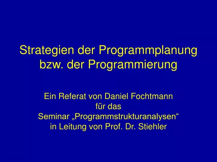 strategien der programmplanung bzw der programmierung