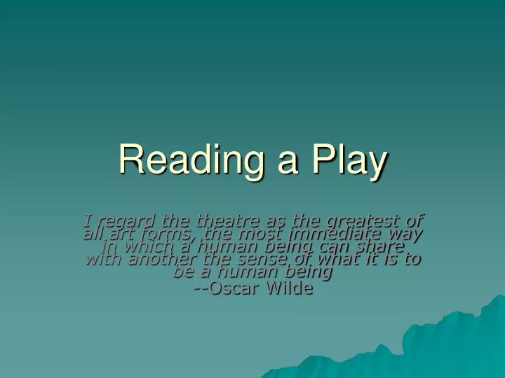 reading a play
