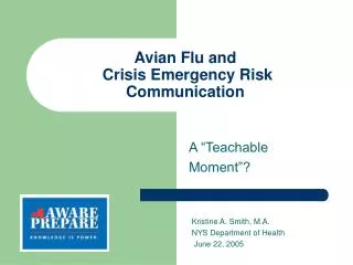 Avian Flu and Crisis Emergency Risk Communication