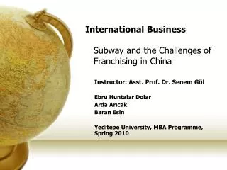 International Business Subway and the Challenges of Franchising in China