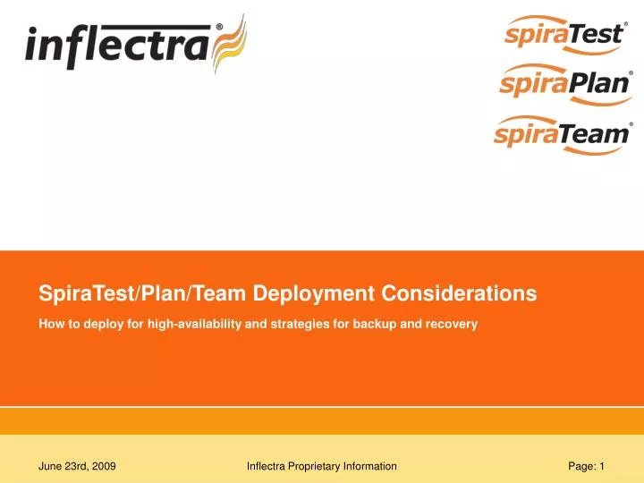 spiratest plan team deployment considerations