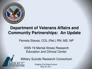 Department of Veterans Affairs and Community Partnerships: An Update