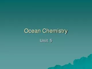 Ocean Chemistry