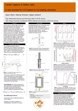 Carbon Capture in Molten Salts A new process for CCS based on Ca-looping chemistry