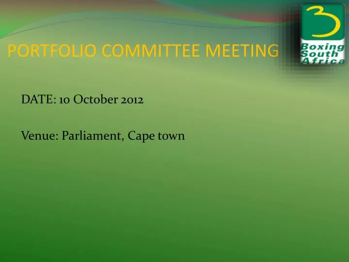 portfolio committee meeting