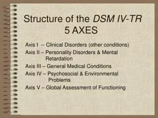 Structure of the DSM IV-TR 5 AXES