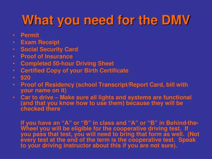 what you need for the dmv