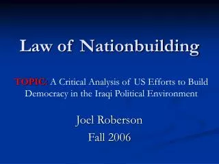 Law of Nationbuilding