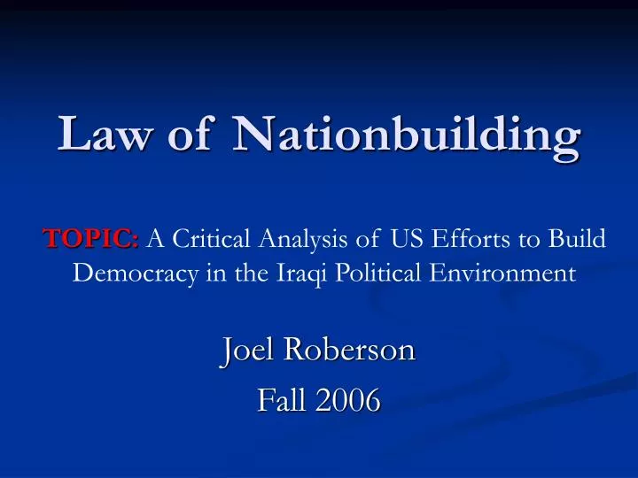 law of nationbuilding