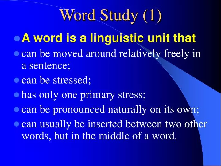 word study 1