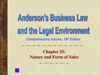 Chapter 25: Nature and Form of Sales