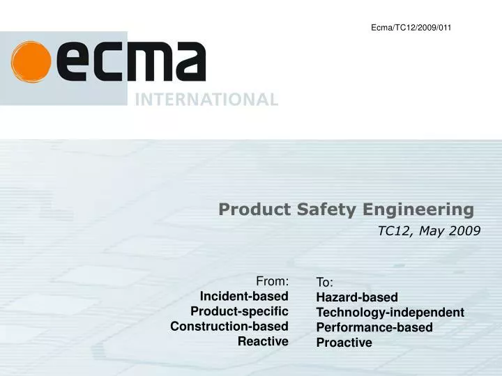 product safety engineering tc12 may 2009