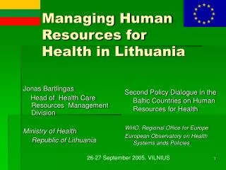 Managing Human Resources for Health in Lithuania