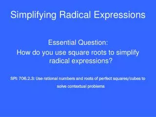 Simplifying Radical Expressions