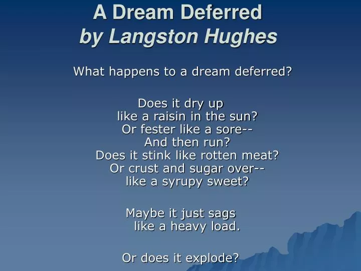 PPT A Dream Deferred by Langston Hughes PowerPoint Presentation, free