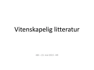 vitenskapelig litteratur