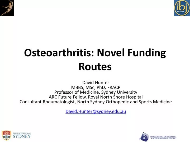 osteoarthritis novel funding routes
