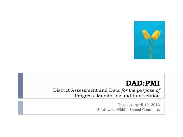 dad pmi district assessment and data for the purpose of progress monitoring and intervention