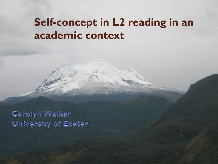self concept in l2 reading in an academic context
