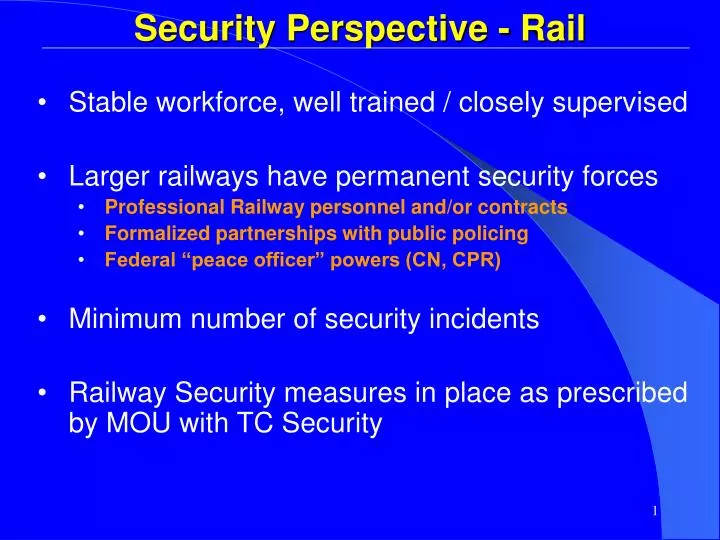 security perspective rail