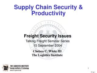 Supply Chain Security &amp; Productivity