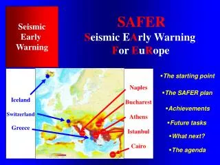 SAFER S eismic E A rly Warning F or E u R ope