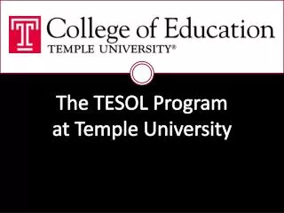 The TESOL Program at Temple University