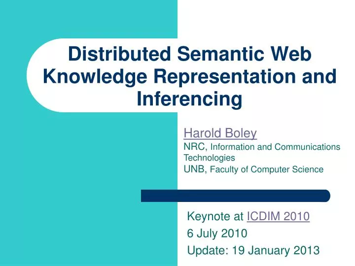 distributed semantic web knowledge representation and inferencing