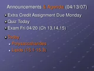 Announcements &amp; Agenda (04/13/07)