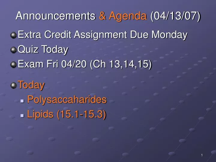 announcements agenda 04 13 07